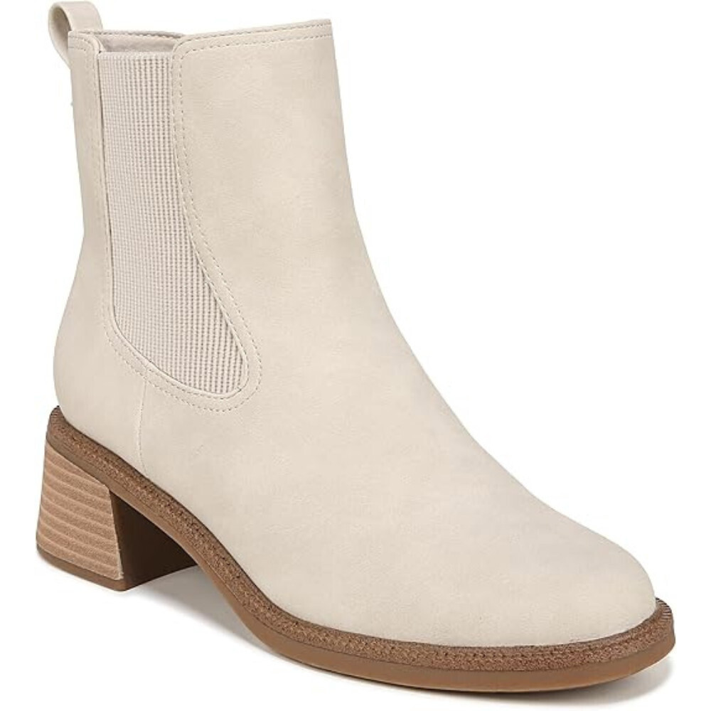 Dr. Scholl's Redux Boots Women's 11 Off White Block Heel Ankle Chelsea LION440 - Picture 1 of 12